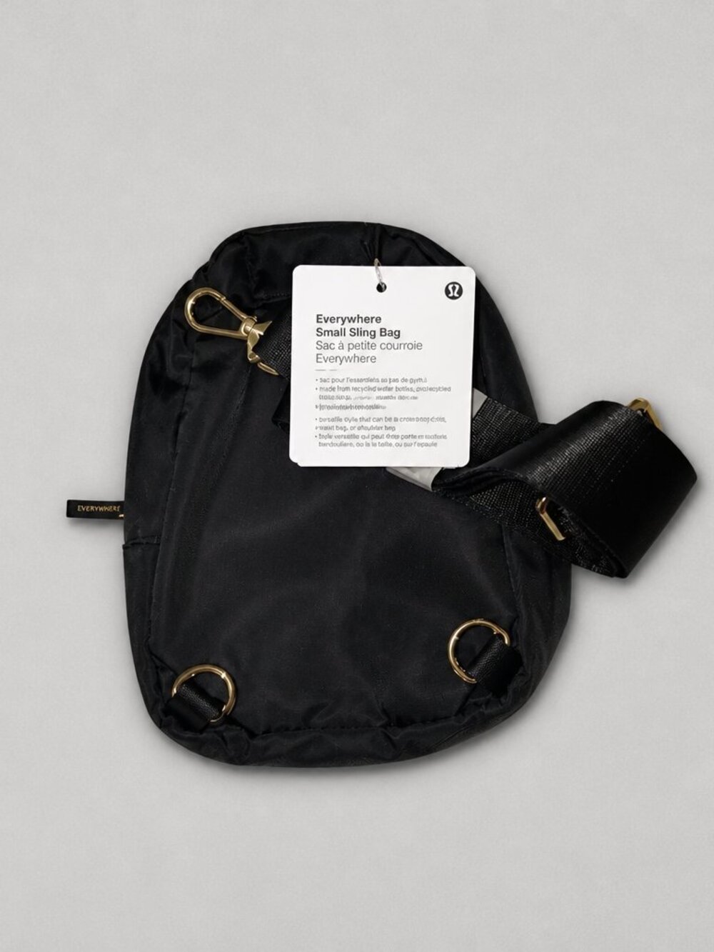 Lululemon Everywhere Small Sling Bag Black Gold Hardware - Picture 4 of 5